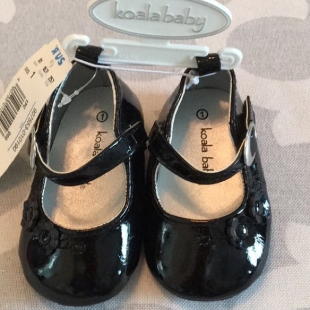 Koala Baby black patent buckle soft sole kids shoe